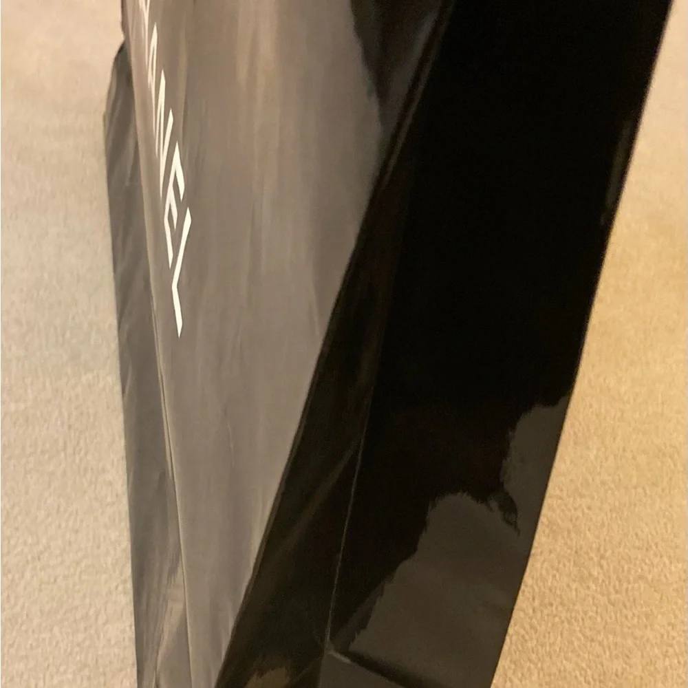 Chanel, high gloss glazed paper bag in black with White Chanel block letters